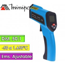 Termómetro Infrarrojo Industrial - Minipa - MT-395A - Escala -50 a +1.650°C / 50:1 / Emisividad Ajustable