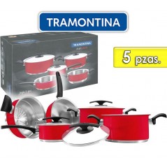 Juego de ollas de Acero Inoxidable - 5 piezas - Tramontina - Duo Color Rojo