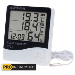 Termohigrometro Digital LCD con Sonda - Pro Instruments - HTC-2 - Temperatura y humedad interior y exterior