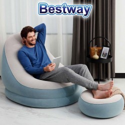 Sofa Puff Inflable - 1,22 x 0,94 x 0,81 Mtrs - Bestway - Comfort Cruiser Azul Grisaseo + Inflador
