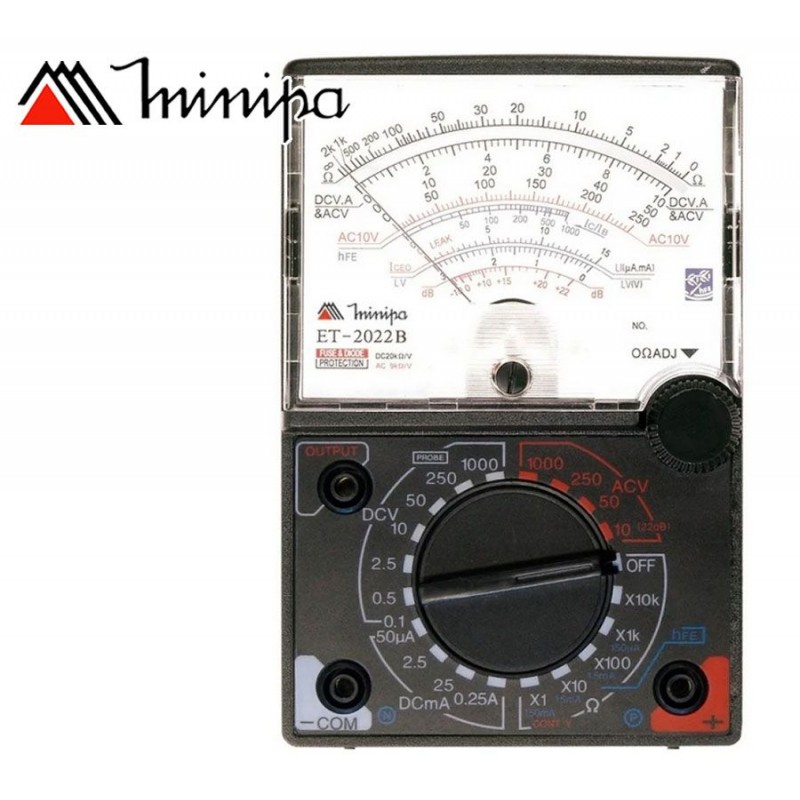 Multimetro Analógico - Minipa - ET-2022B - VDC 1000V / VAC 1000V / ADC 250mA